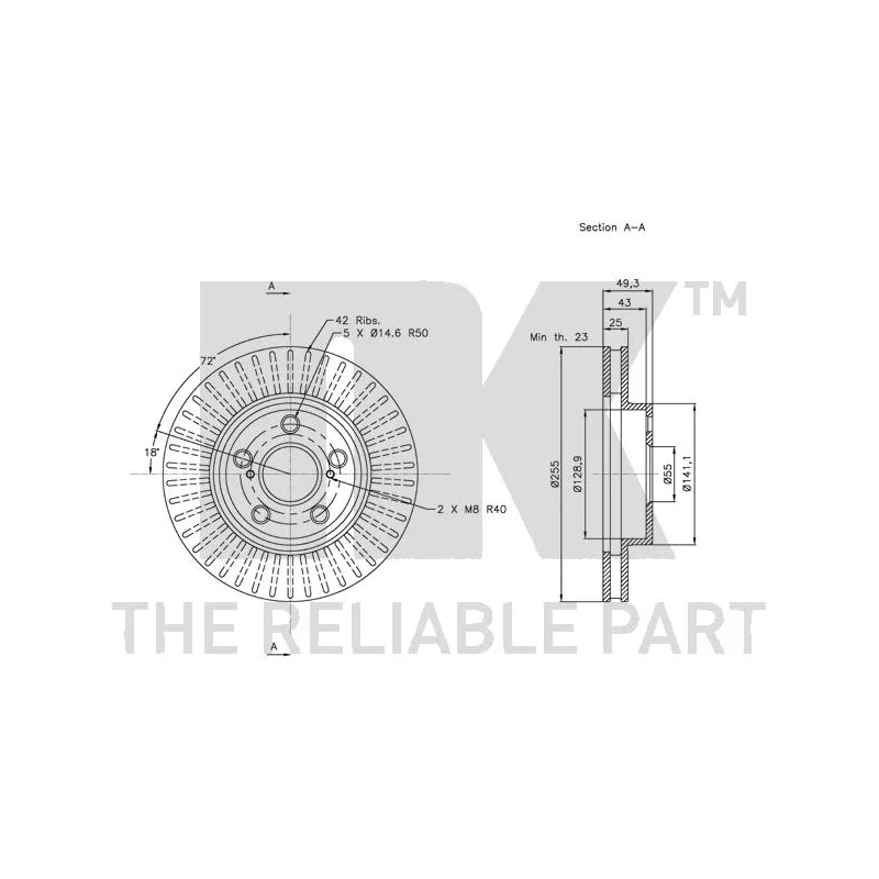 Jeu de 2 disques de frein avant NK 314572 - Visuel 2
