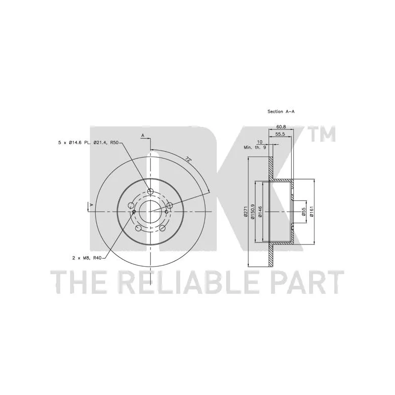 Jeu de 2 disques de frein arrière NK 314593 - Visuel 2