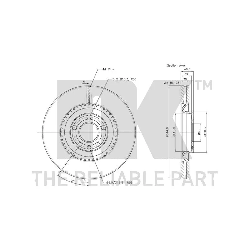 Jeu de 2 disques de frein avant NK 3147112 - Visuel 2