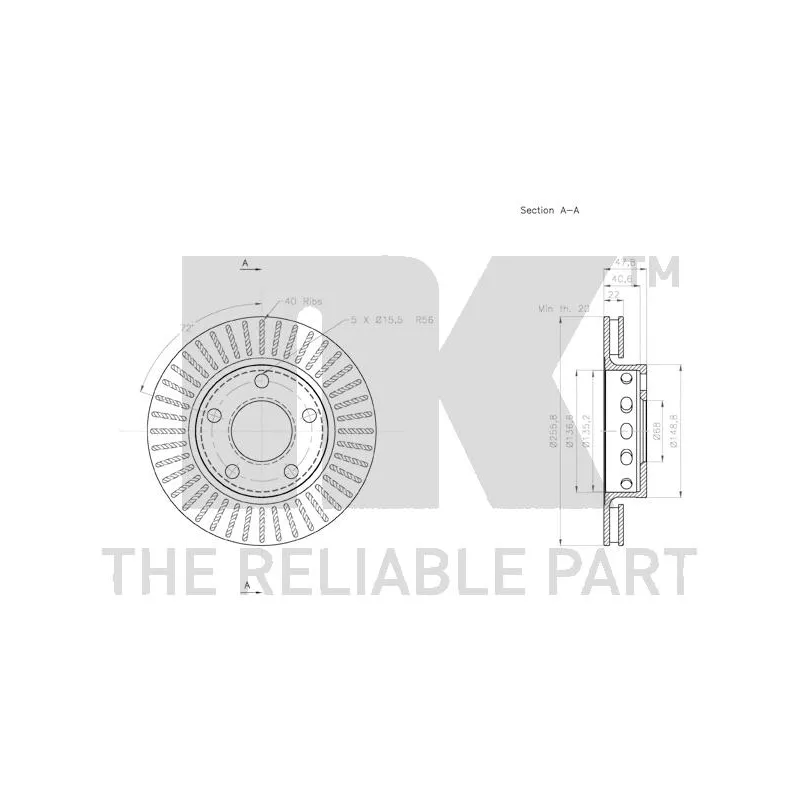 Jeu de 2 disques de frein arrière NK 3147131 - Visuel 2