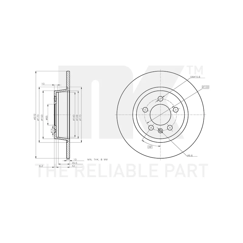 Jeu de 2 disques de frein arrière NK 3147172 - Visuel 2