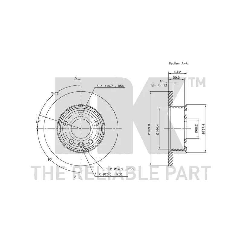 Jeu de 2 disques de frein avant NK 314732 - Visuel 2