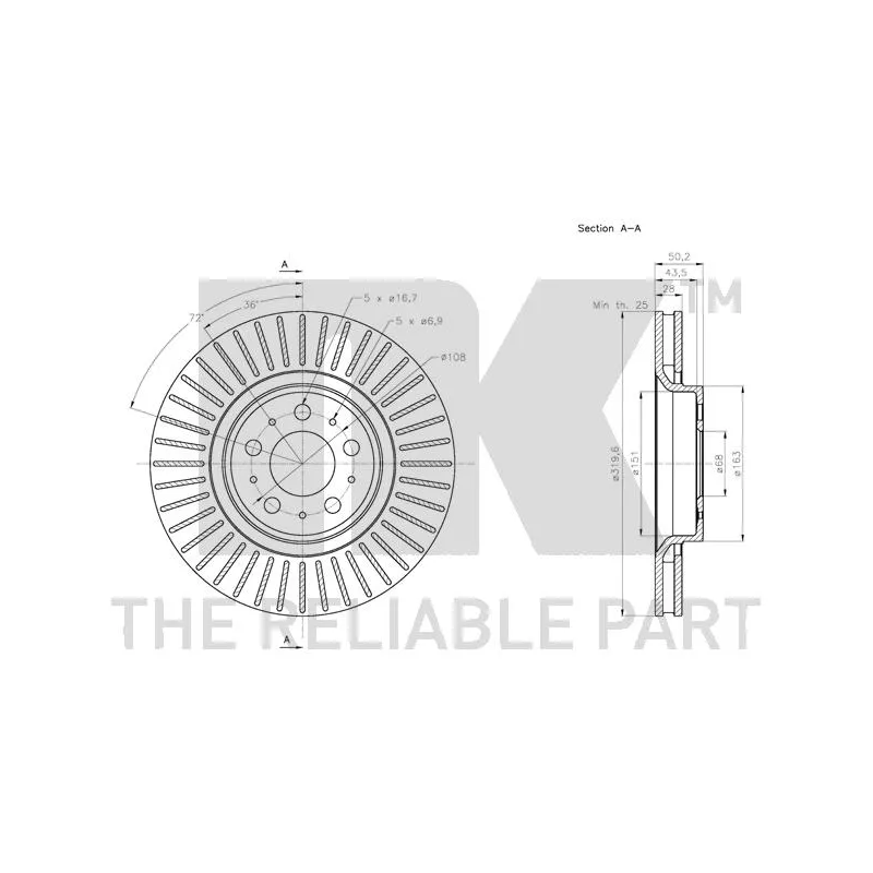 Jeu de 2 disques de frein avant NK 314862 - Visuel 2