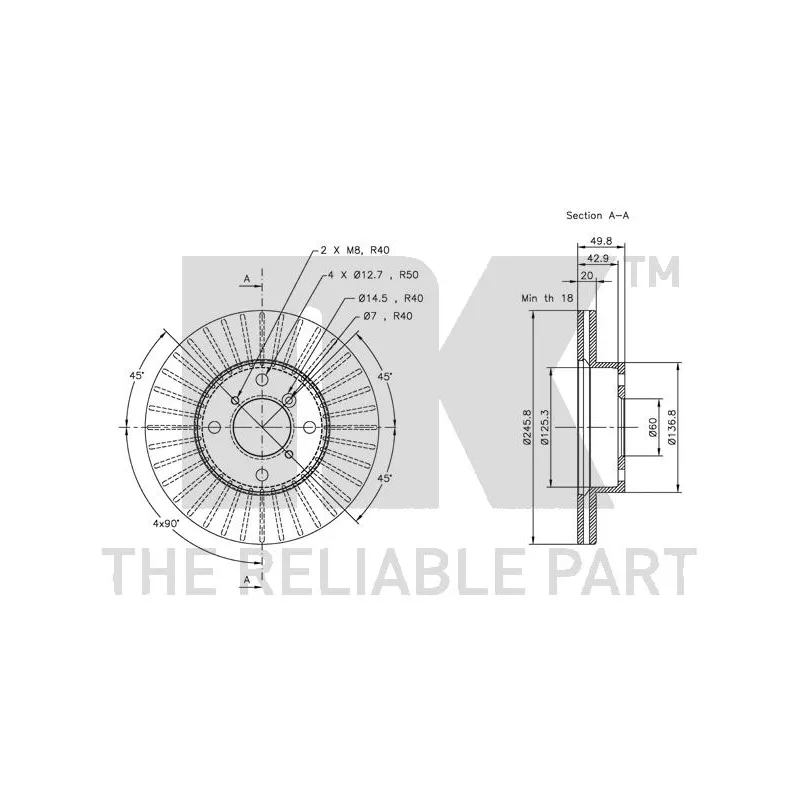 Jeu de 2 disques de frein avant NK 315208 - Visuel 2