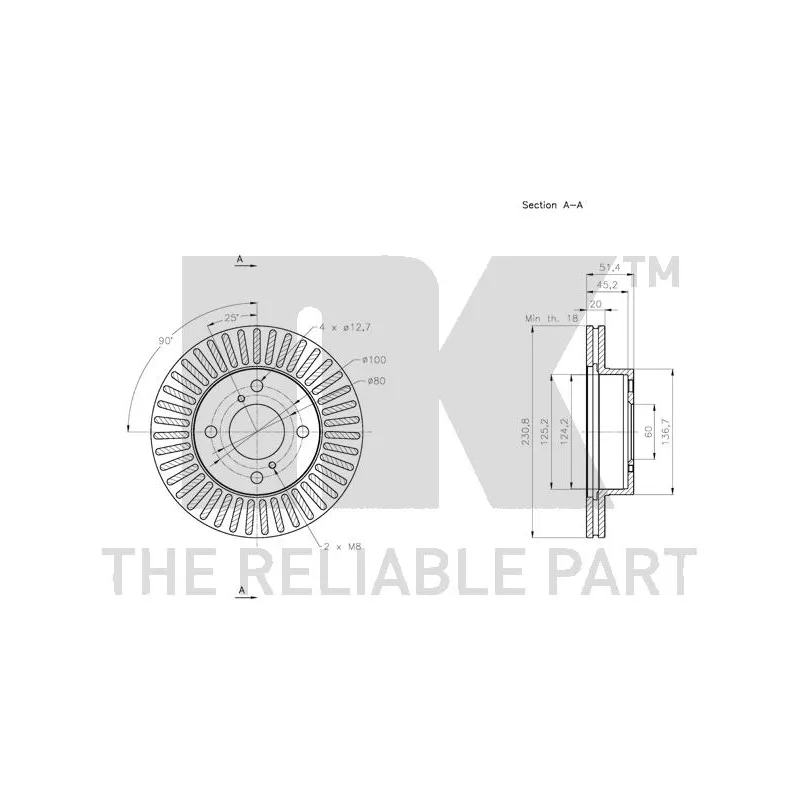 Jeu de 2 disques de frein avant NK 315220 - Visuel 2