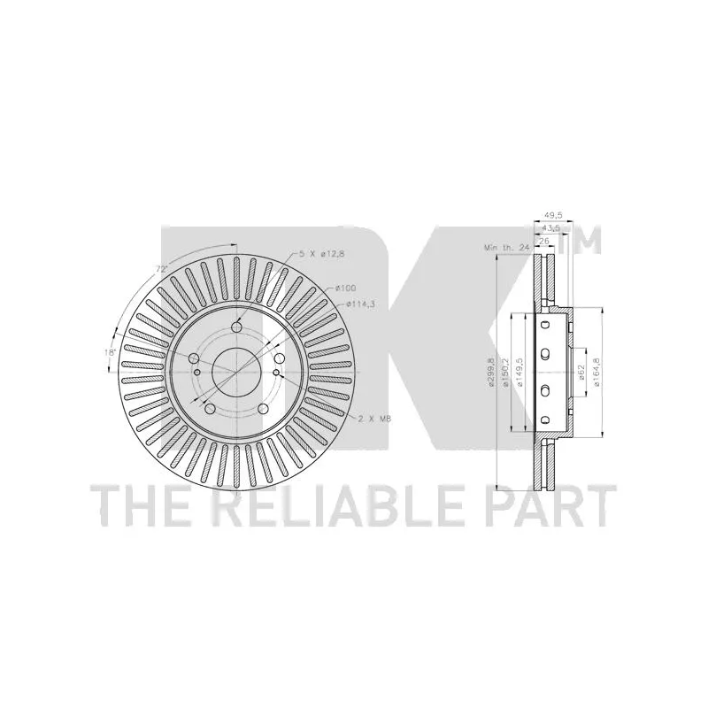 Jeu de 2 disques de frein avant NK 315233 - Visuel 2