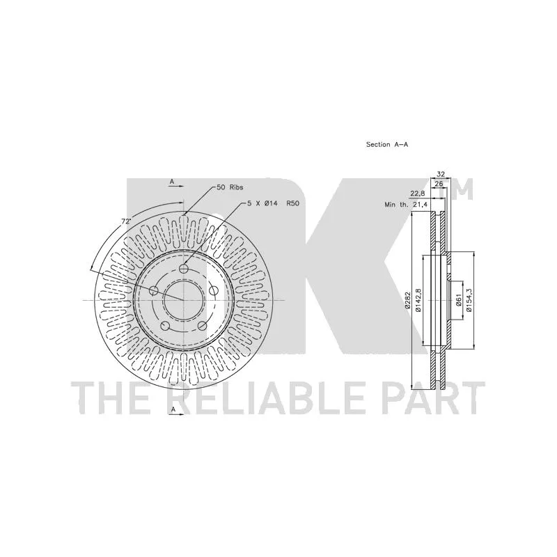 Jeu de 2 disques de frein avant NK 319315 - Visuel 2