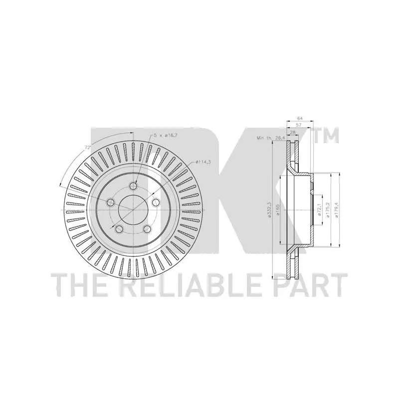 Jeu de 2 disques de frein avant NK 319331 - Visuel 2