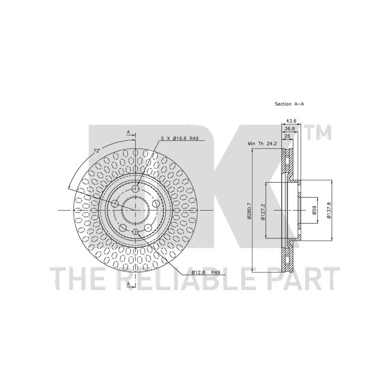 Jeu de 2 disques de frein avant NK 319942 - Visuel 2