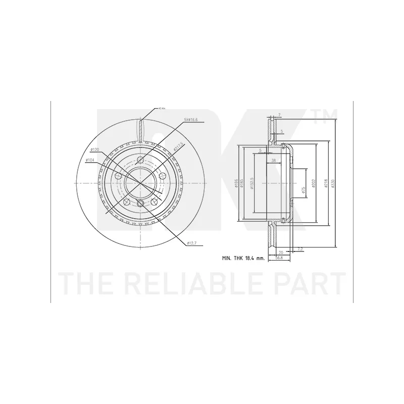 Jeu de 2 disques de frein arrière NK 341595 - Visuel 2