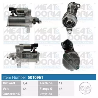 Démarreur MEAT & DORIA 5010961 pour AUDI A5 45 TFSI Mild Hybrid quattro - 245cv