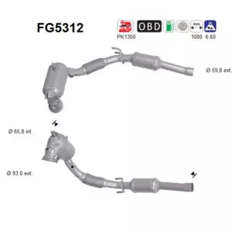 Filtre à particules / à suie, échappement AS [FG5312]