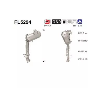Filtre à particules / à suie, échappement AS [FL5294]