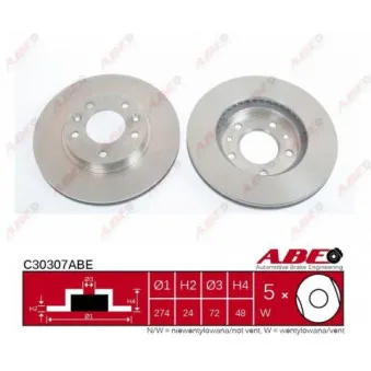 ABE C30307ABE - Jeu de 2 disques de frein avant