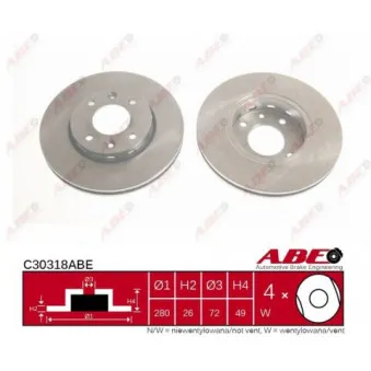 ABE C30318ABE - Jeu de 2 disques de frein avant