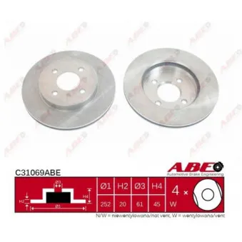 ABE C31069ABE - Jeu de 2 disques de frein avant