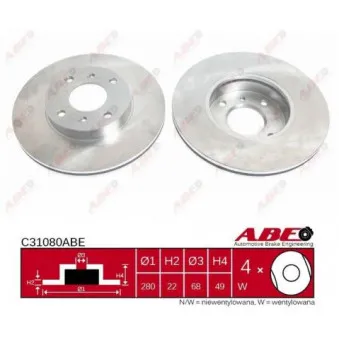 ABE C31080ABE - Jeu de 2 disques de frein avant