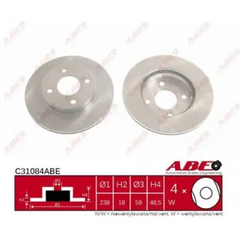 ABE C31084ABE - Jeu de 2 disques de frein avant