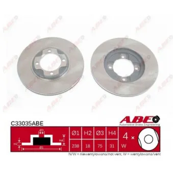 ABE C33035ABE - Jeu de 2 disques de frein avant