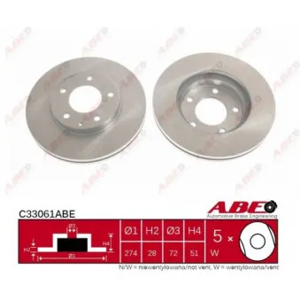 ABE C33061ABE - Jeu de 2 disques de frein avant