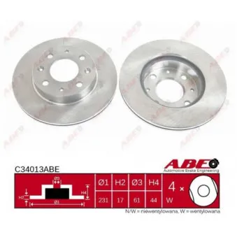 ABE C34013ABE - Jeu de 2 disques de frein avant