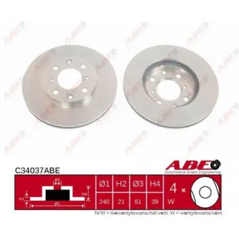 ABE C34037ABE - Jeu de 2 disques de frein avant