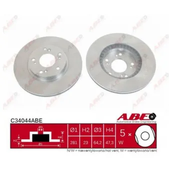 ABE C34044ABE - Jeu de 2 disques de frein avant