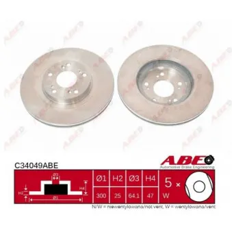 ABE C34049ABE - Jeu de 2 disques de frein avant