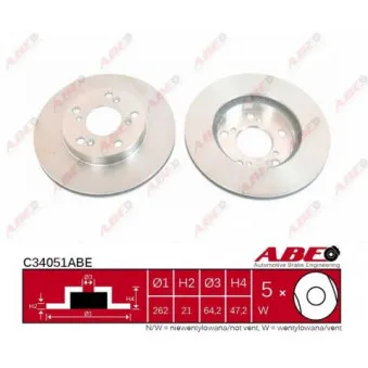 ABE C34051ABE - Jeu de 2 disques de frein avant