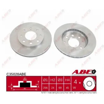 ABE C35028ABE - Jeu de 2 disques de frein avant