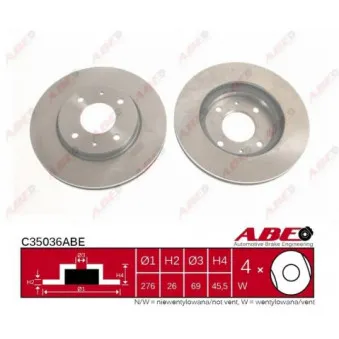 ABE C35036ABE - Jeu de 2 disques de frein avant