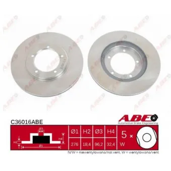 ABE C36016ABE - Jeu de 2 disques de frein avant