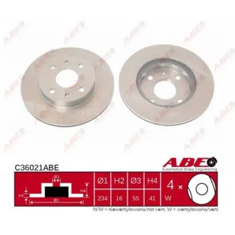 ABE C36021ABE - Jeu de 2 disques de frein avant