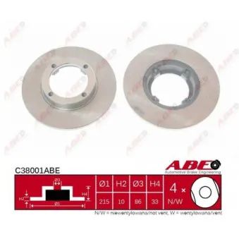 ABE C38001ABE - Jeu de 2 disques de frein avant