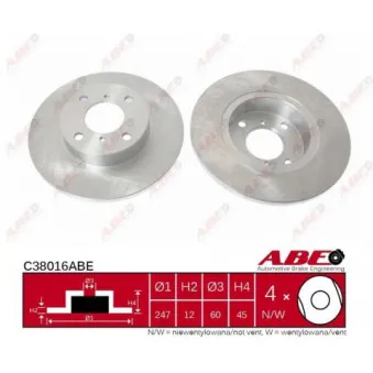 ABE C38016ABE - Jeu de 2 disques de frein avant