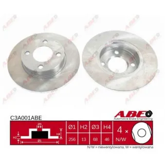 ABE C3A001ABE - Jeu de 2 disques de frein avant