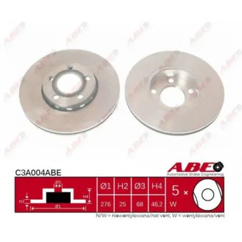 ABE C3A004ABE - Jeu de 2 disques de frein avant