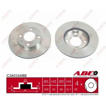 ABE C3A016ABE - Jeu de 2 disques de frein avant