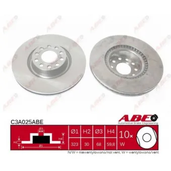ABE C3A025ABE - Jeu de 2 disques de frein avant