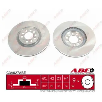 ABE C3A027ABE - Jeu de 2 disques de frein avant