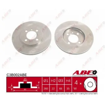 ABE C3B002ABE - Jeu de 2 disques de frein avant
