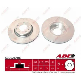 ABE C3C021ABE - Jeu de 2 disques de frein avant