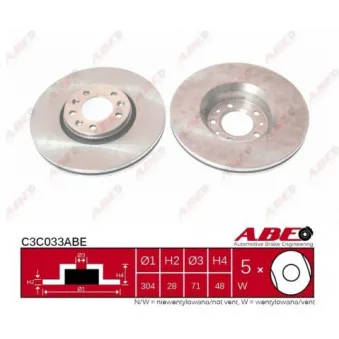 ABE C3C033ABE - Jeu de 2 disques de frein avant