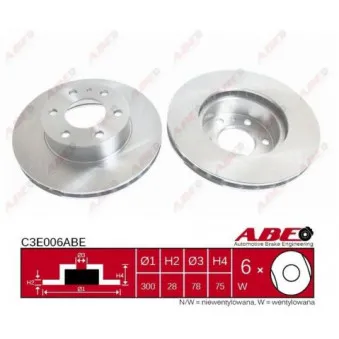 ABE C3E006ABE - Jeu de 2 disques de frein avant