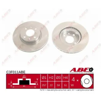 ABE C3F011ABE - Jeu de 2 disques de frein avant