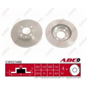 ABE C3F027ABE - Jeu de 2 disques de frein avant