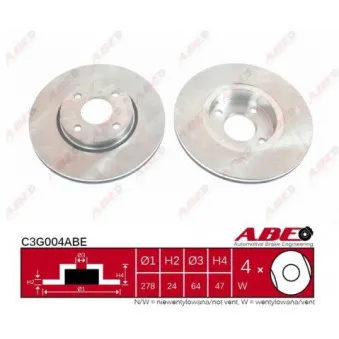 ABE C3G004ABE - Jeu de 2 disques de frein avant