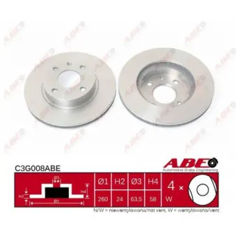 ABE C3G008ABE - Jeu de 2 disques de frein avant
