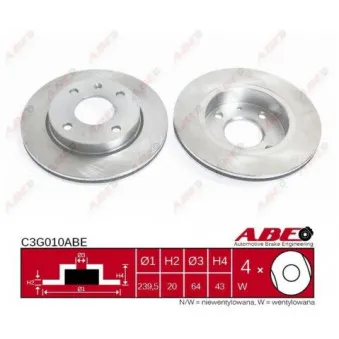 ABE C3G010ABE - Jeu de 2 disques de frein avant