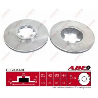 ABE C3G034ABE - Jeu de 2 disques de frein avant
